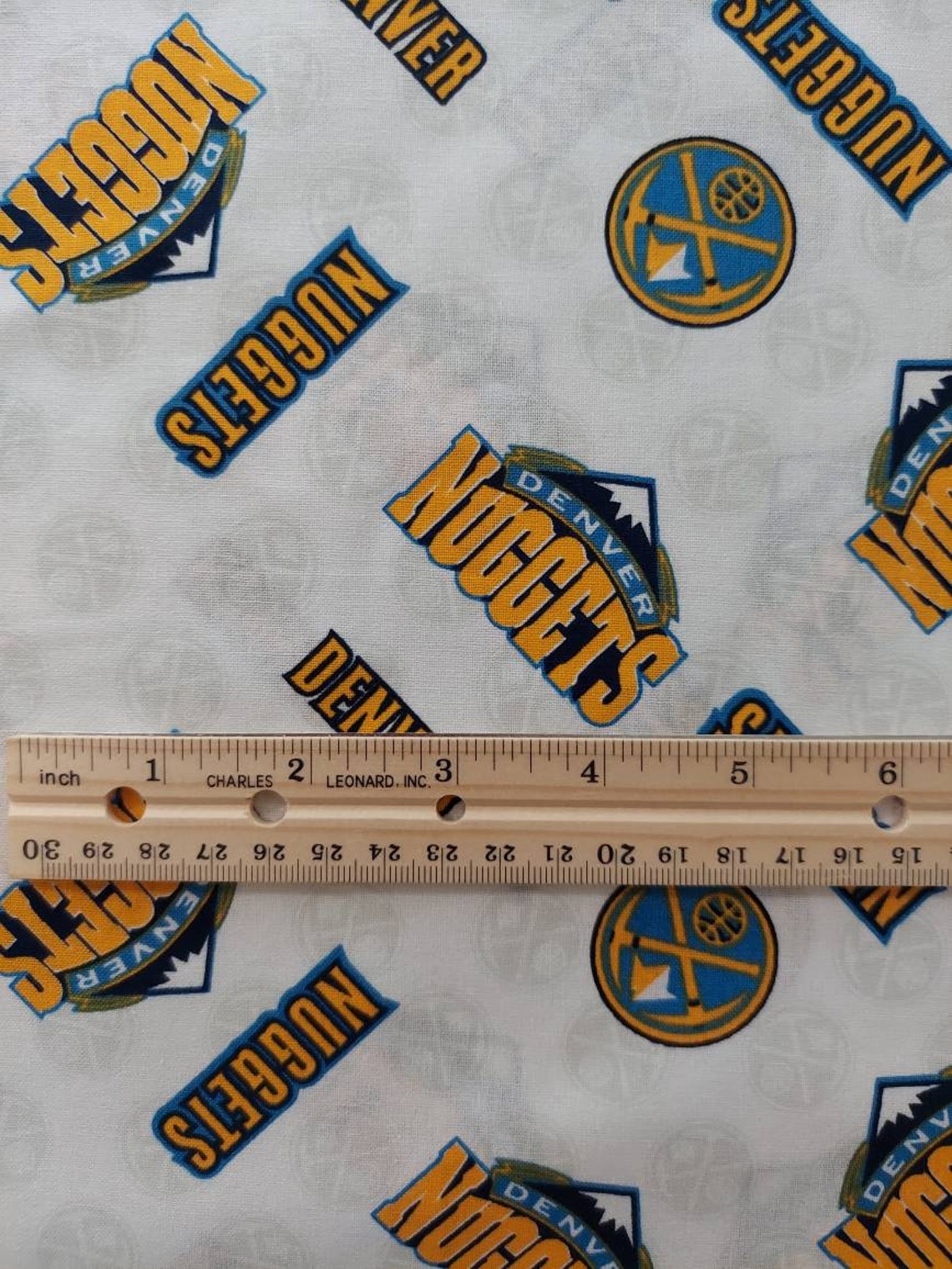 Denver Nuggets cotton fabric white & gold DIY projects Etsy