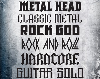 Heavy Metal Name Strips - Personalized Vinyl Lettering Decals for Tumblers, Vehicles, Storage Box, School Labels & More - Heavy Metal Styles