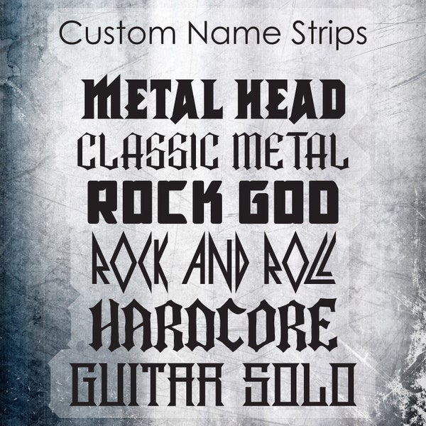 Custom Heavy Metal Name Strips - Personalized Vinyl Decals for Tumblers, Vehicles, Storage Box, School Labels & More - Heavy Metal Styles