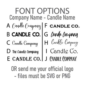 Infographic with a list of 10 font options that can be used for premium custom tags including printed, all caps, and cursive styles.