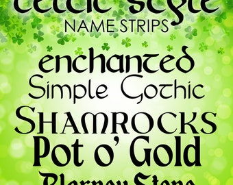Celtic Irish Name Strips - Personalized Vinyl Letters for Tumblers, Vehicles, Storage Boxes, School Labels & More - Custom Irish Decal