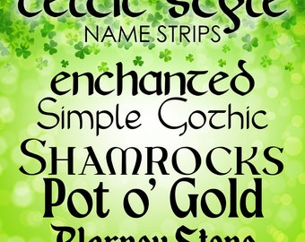 Custom Celtic Irish Name Strips - Personalized Vinyl Decals for Tumblers, Vehicles, Storage Boxes, School Labels & More - Custom Irish Decal