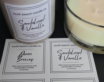 Square Labels for Products - Glossy, Matte, Transparent Material - Labels for Candles, Body Butter, Essential Oils - Minimalist Candle Label