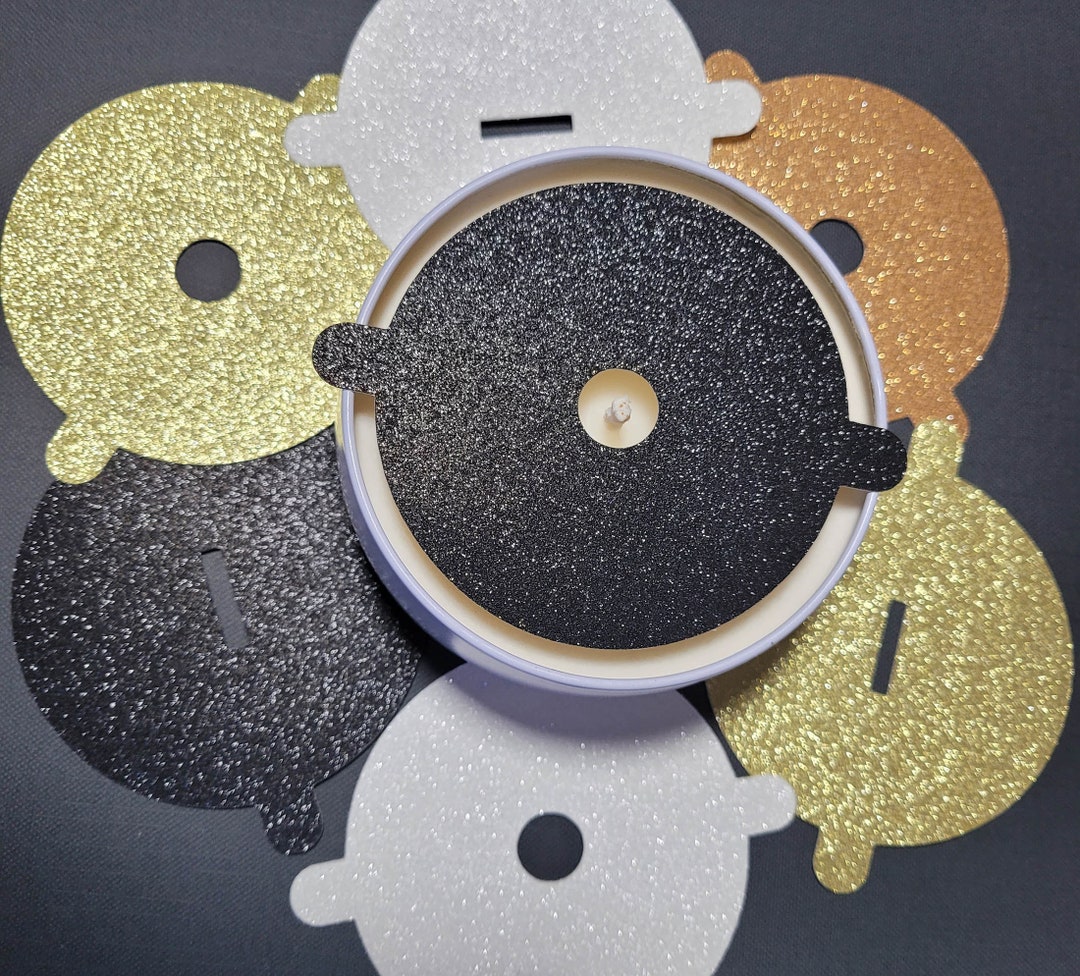 Glitter Custom Candle Dust Covers Wood, Standard or Wickless Black