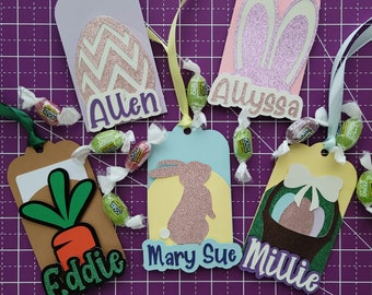 Gift Card Holders - Custom Easter Basket Tags - Handmade Tags - Bunny, Carrot, Egg, Basket, and Bunny Ears - Personalize and Add a Name