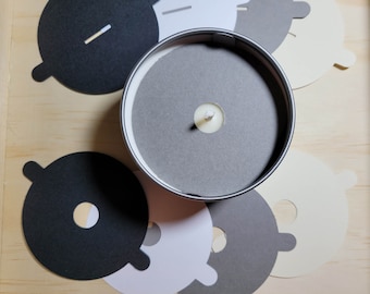 Select-a-Size Candle Dust Covers - Standard or Wood Wick - Premium Cardstock - Black, White, Cream, Gray, and Kraft Brown OR Variety Options