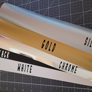 Color options for custom Boss Lady vinyl decal in silver, gold, chrome, black, and white.