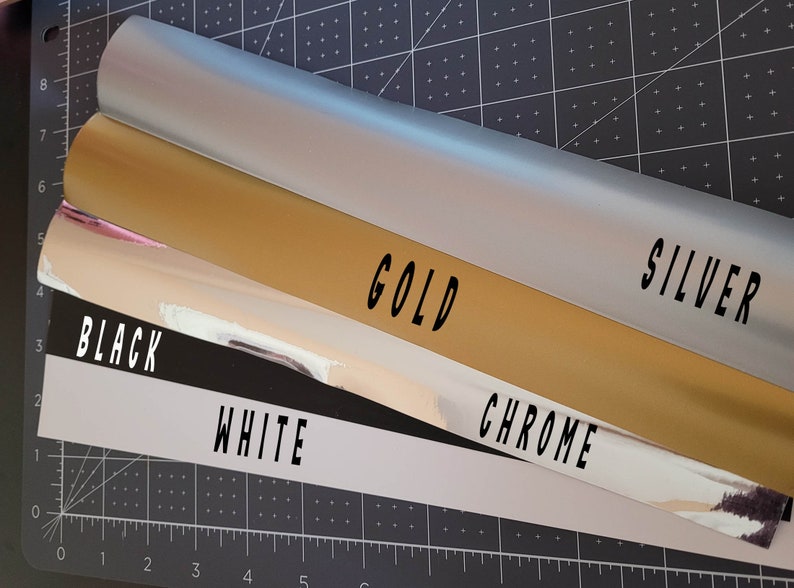 Color options for custom Boss Lady vinyl decal in silver, gold, chrome, black, and white.