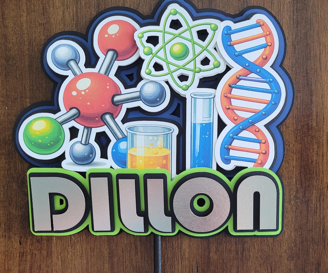 Ag Science Topper Science Birthday Cake Topper Set, Lab Theme Party Decorations, DNA Atom ...