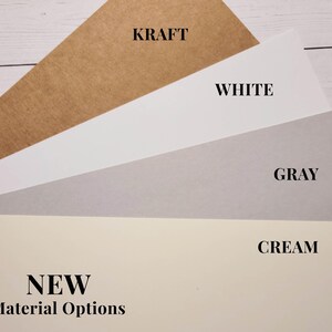 Photo showing the new and old versions of the kraft cover stock materials used for making custom candle dust covers. The newer version is a couple of shades darker and is actually more of a "true" kraft color.