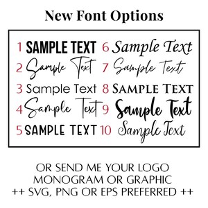 10 new font options available for printed custom dust covers.  Let me know which font you prefer OR send me your branded font style.