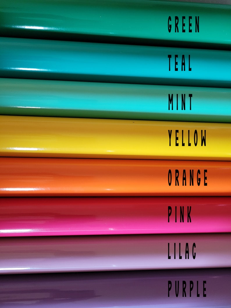 Color options for custom Boss Lady vinyl decals - green, teal, mint, yellow, orange, pink, lilac, and purple.