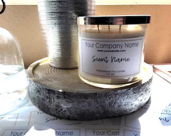 Etiquetas personalizadas para velas - Pegatinas para velas, manteca corporal, ceras aromáticas, etc. - Elige tamaño, diseño, material y fuente - Pegatinas personalizadas