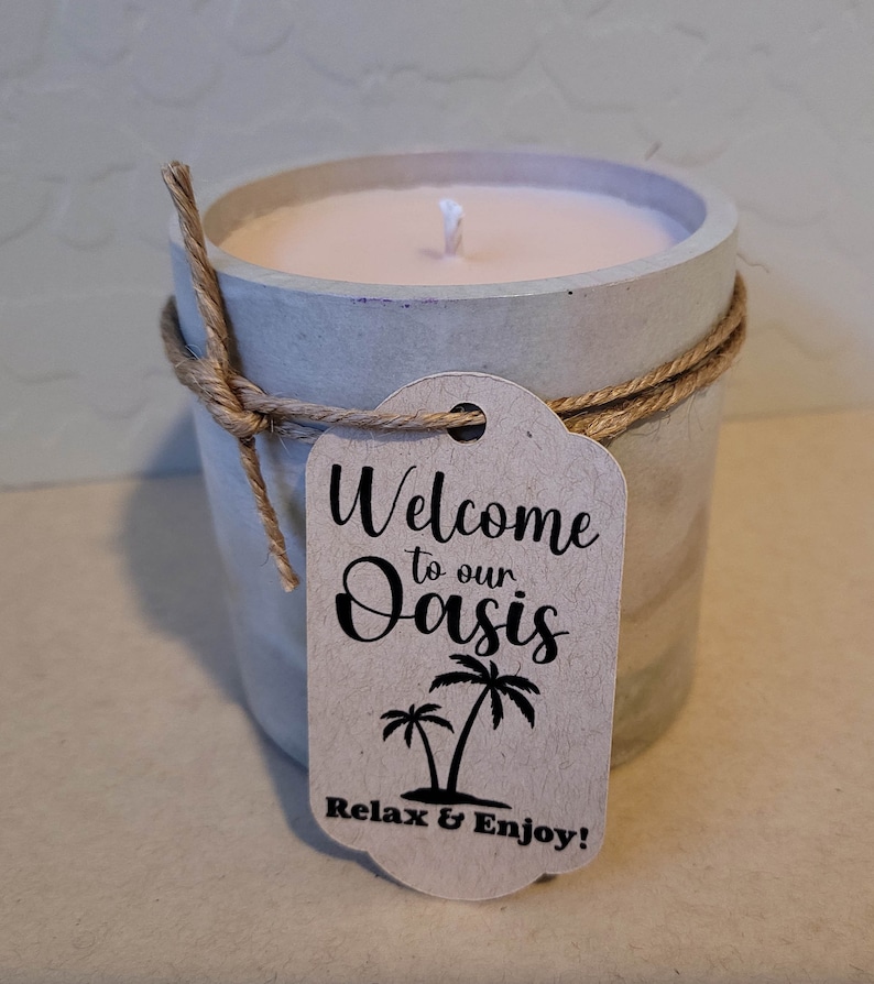 Custom tags for products, gifts, and special occasions. Shown: kraft tag with message for air bnb short term rentals. Customize with your own text. Precision cut and individually designed for your needs. Premium cardstock in white, cream, gray, kraft
