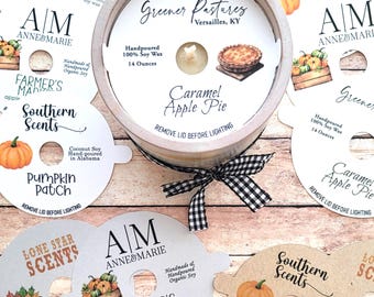 Fundas antipolvo para velas de otoño: colores, gráficos, tipografía y diseño personalizados. Fundas de temporada para velas de otoño.