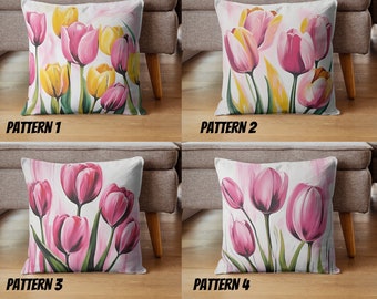 Floral Throw Pillow Covers - tulips design 18x18, 22x22