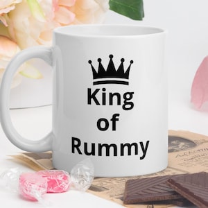 KING of Rummy mug, Rummy card game, King Coffee mug, king gift dad, brother king gift, winner Rummy game, winners mug, Rummy winner, king ,