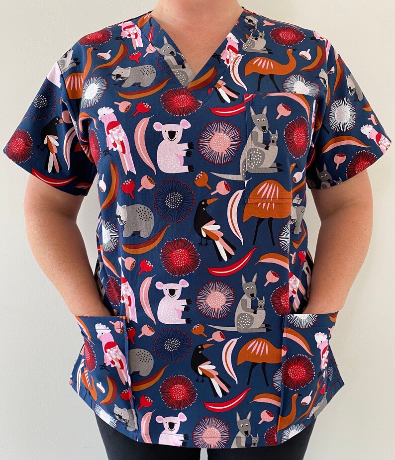 SCRUBS TOP INDIGENOUS Print. 100 Cotton Suiting Medical and Etsy