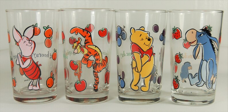 Vintage Set of 4 Disney Winnie the Pooh Anchor Hocking Brand - Etsy
