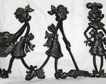 Vintage Cast Iron Housewife Wall Hangings