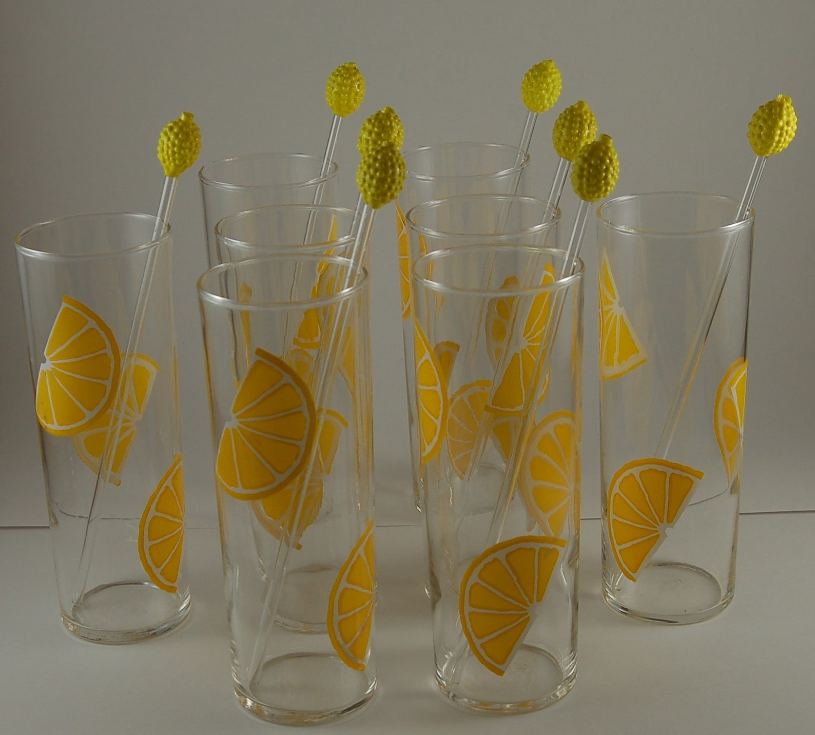 1960s Federal Tom Collins Lemon Glasses Set of 8 Etsy