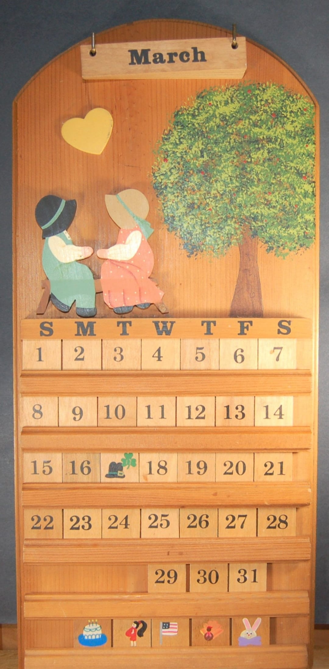 Calendar Wood Perpetual Wall Calendar Etsy