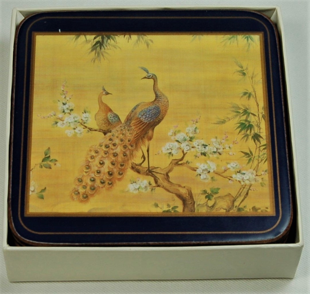 Pimpernel Coasters Set of Six Peacock Coasters With Box Etsy