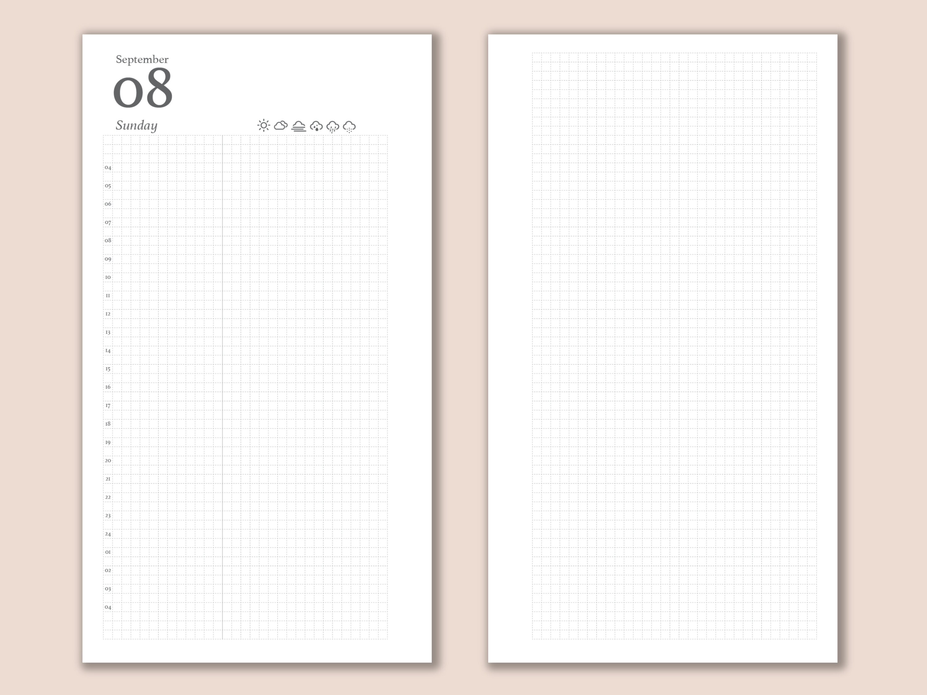 2024 Day on 2 Pages, Midori Hibino-inspired, Printable Personal Planner ...