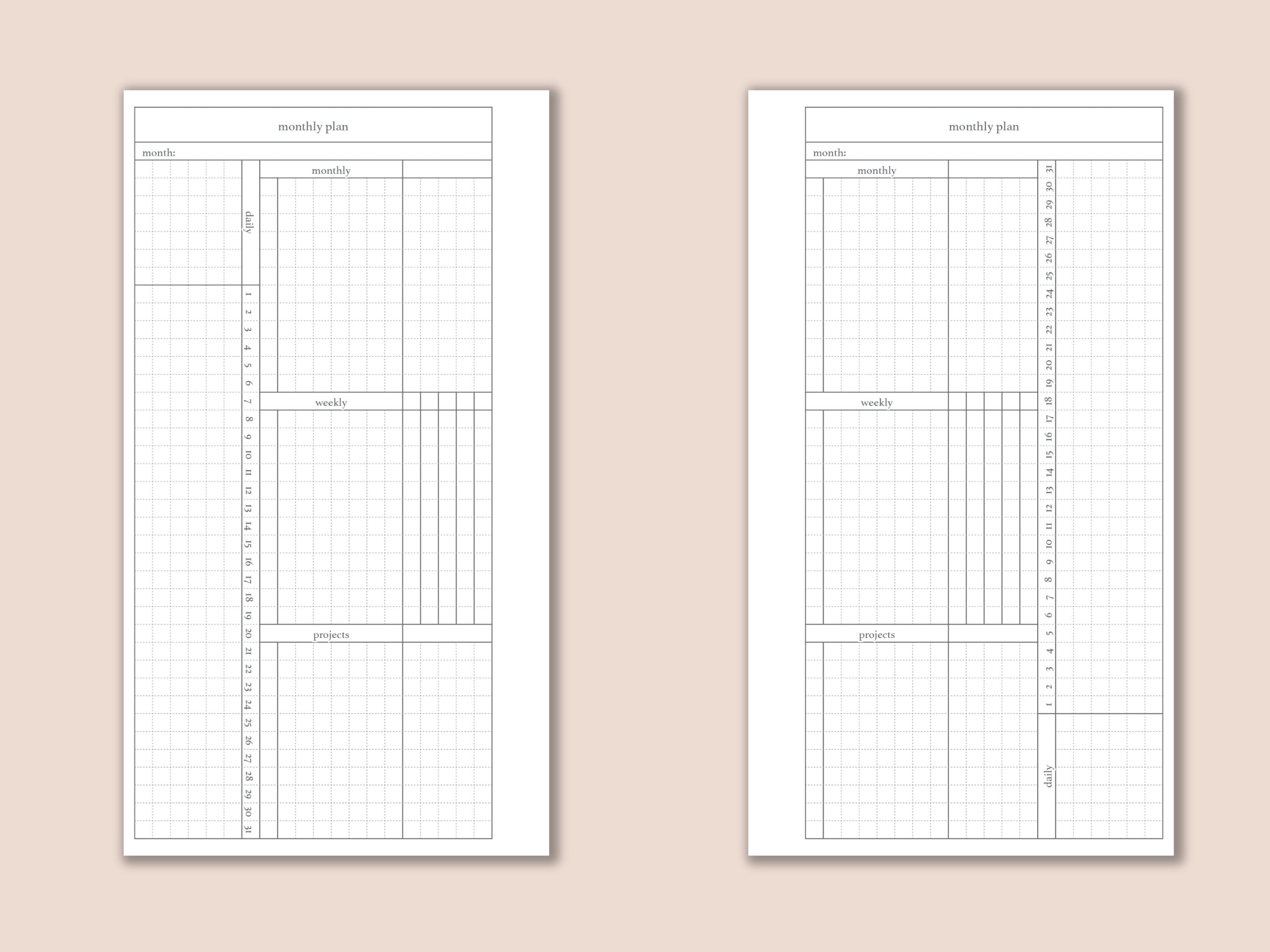 Monthly Plan and Habit Tracker, Printable Personal Planner Inserts ...