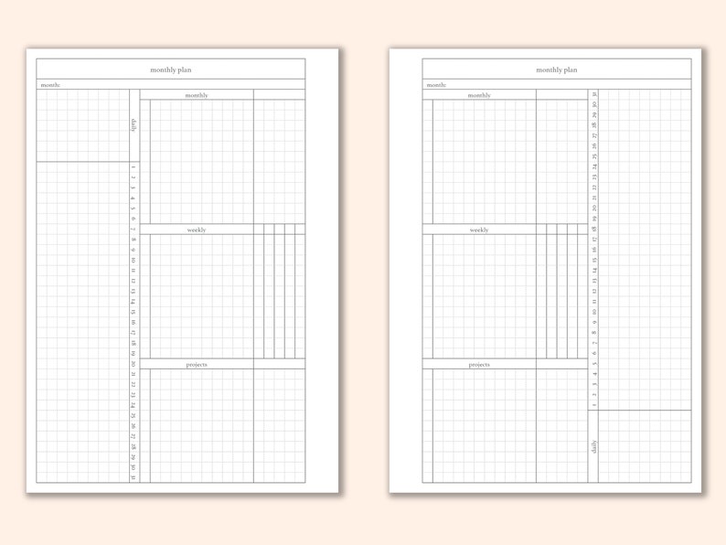 Monthly Plan and Habit Tracker, Printable Personal Wide Rings Planner ...