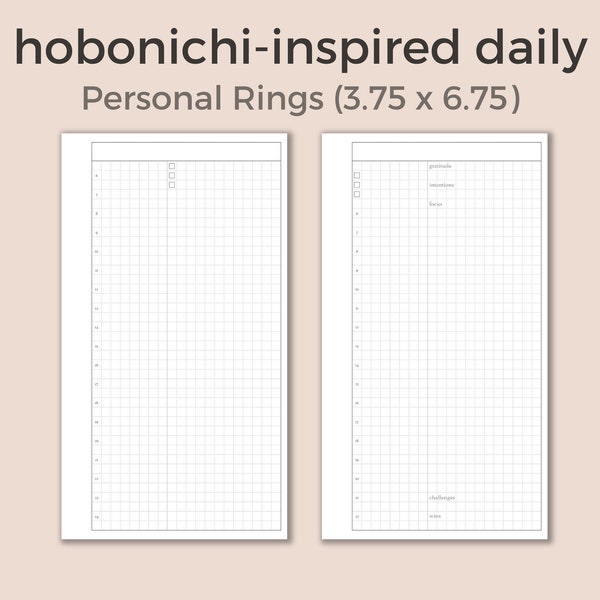 Hobonichi-inspired Daily, day on one page, Printable Personal Planner Inserts