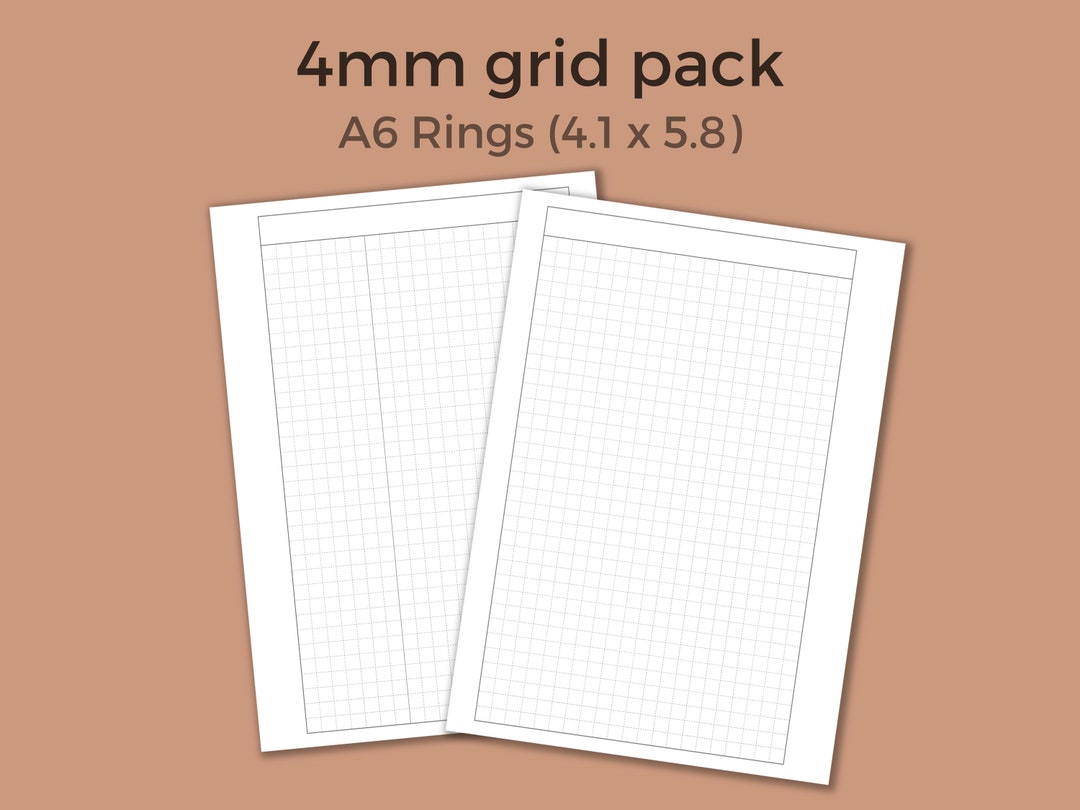 Minimal 4mm Grid Pack, Printable A6 Rings Planner Inserts - Etsy