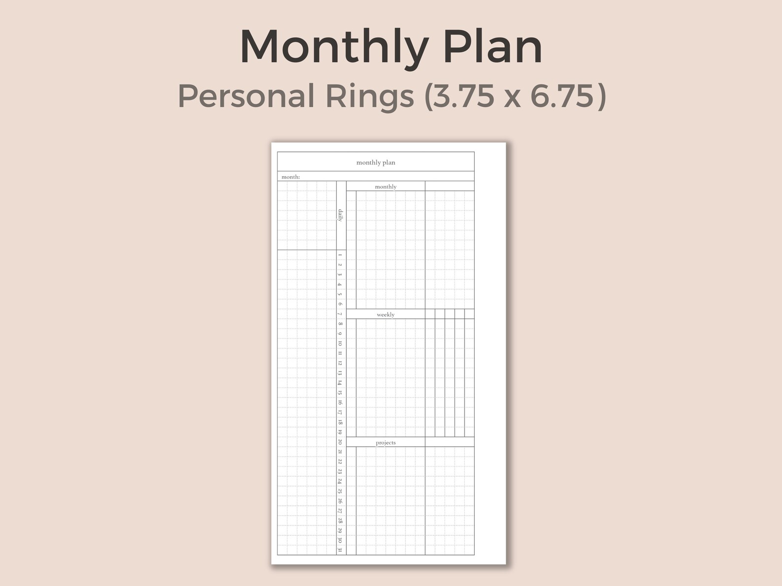 Monthly Plan and Habit Tracker, Printable Personal Planner Inserts ...
