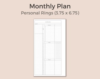 Monthly Plan and Habit Tracker, Printable Personal Planner Inserts