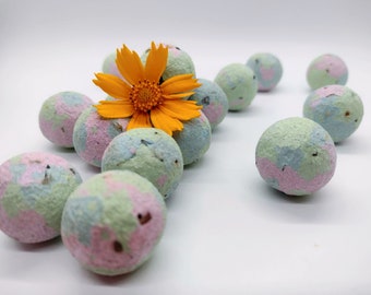 Tie-dye US native wildflower seed bomb, eco friendly, zero waste, sustainable wildflower seed bombs, party favor, giveaway, Valentine's Day