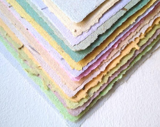 Plantable Wildflower Seed Paper: Handmade Recycled Artisan Cards (15 Sheets, 4.5x6.5” in assorted colors)