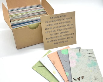 Wildflower Seed Paper Mini Cards (qty 50) Recycled 2x3” Plantable Business Cards for Eco-Friendly Brands, Zero Waste, Sustainable