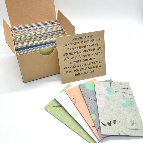 Wildflower Seed Paper Mini Cards (qty 50) Recycled 2x3” Plantable Business Cards for Eco-Friendly Brands