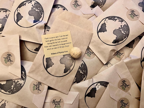 Handmade US Native Wildflower Seed Bomb Favors: Ready-to-gift Eco-Friendly Party Favors, Zero Waste, Recycycled Pollinator Seed Ball gift