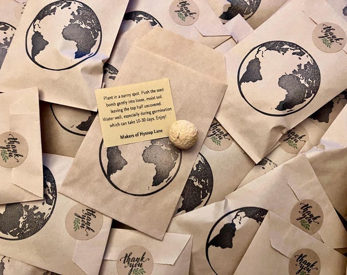 Handmade US Native Wildflower Seed Bomb Favors: Ready-to-gift Eco-Friendly Party Favors, Zero Waste, Recycycled Pollinator Seed Ball gift