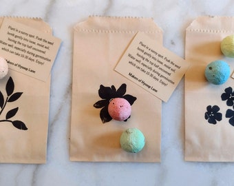 Seed bomb party favors, US native wildflower seed bombs, eco friendly, sustainable, shower, teacher, corporate giveaway, Graduation gift