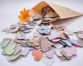 Heart confetti toss, 5/8" eco friendly, zero waste zero guilt wildflower seed paper, weddings, shower, party favors, table decor ~600 hearts