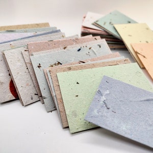 Wildflower Seed Paper Mini Cards (qty 50) Recycled 2x3” Plantable Business Cards, Sustainable Notes for Eco-Friendly Brands, Small Business