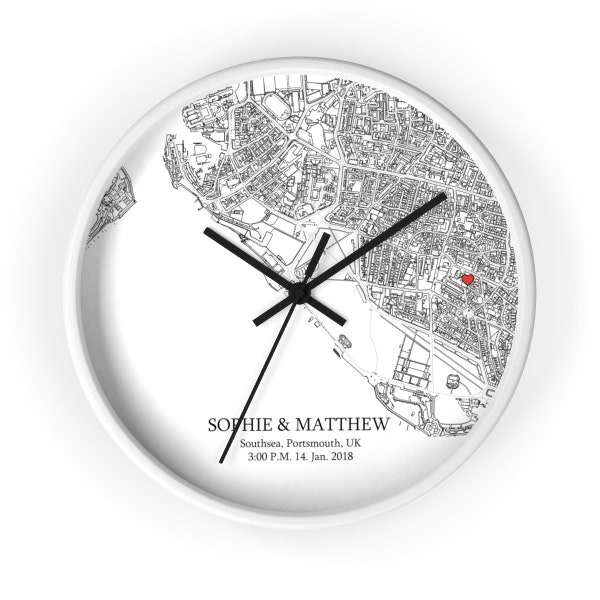 Clock anniversary , personalised clock map, Personalized anniversary clock, valentine gift clock, anniversary gift