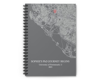 Cuaderno de doctorado personalizado, cuaderno de investigación, diario de doctorado, doctorado en pandemia, diario, regalo de graduación, escuela de medicina, mapa de regalo de San Valentín