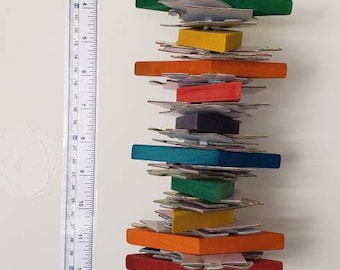 Colorful block and puzzle piece parrot toy