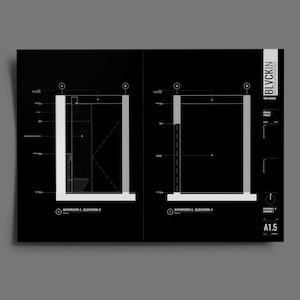 May include: Black and white architectural blueprint of a bathroom with two elevations. The blueprint is labeled "Bathroom 1 - Elevation 3" and "Bathroom 1 - Elevation 4".
