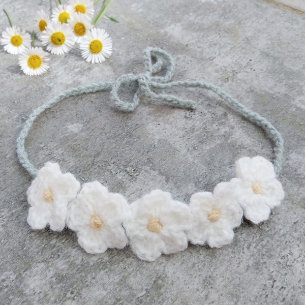 Crochet flower headband pattern pdf, flower baby headband, newborn photography prop, Flower crown crochet pattern, baby hair band pdf