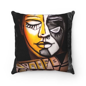 Art Abstract Spun Polyester Square Pillow black women, African-American, art, beauty, goals, printable, downloads, business, entrepreneur
