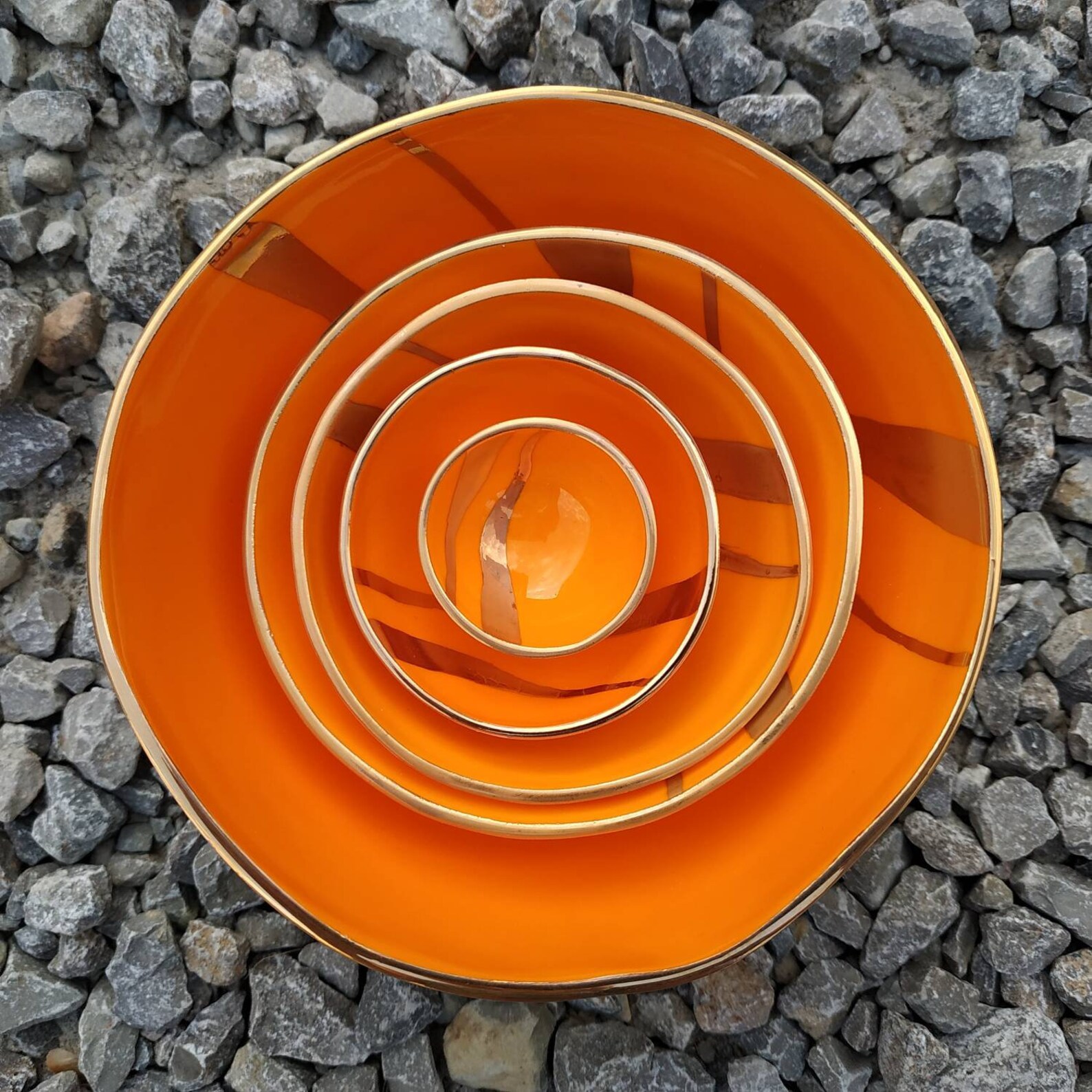 Orange Decorative Porcelain Bowl Set of 5 Ceramic Jewellery Etsy